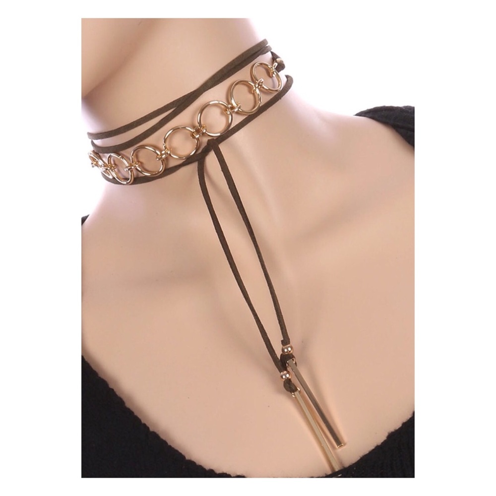 Olive | Faux Suede | Gold Loop | Choker